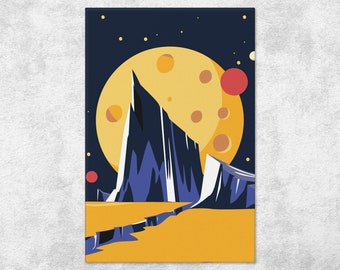 Moon Paint by Numbers Kit – DIY Space Landscape Canvas Wall Art for Adults, Cosmic Night Sky Painting AR0169