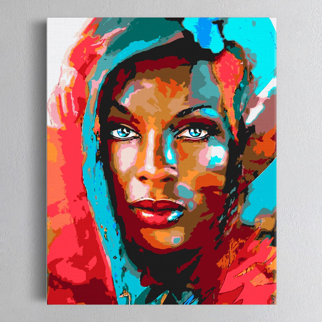 Black Woman Painting by Numbers DIY Kit African Girl Paint by Number