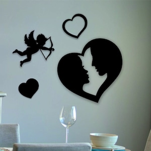 Hearts with Eros Wall Hanging |Home decor | Eros God of Love | Valentines Day Gift | Greek Mythology | Sex and Goddess of Soul | Lover Angel