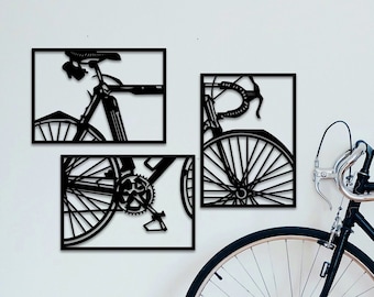 Bicycle Wooden Wall Art 3 PCS | Bike Wood Panel Decors | Gift for Bicycle Lover | Cycling Home Decor | Triptic Bike Hangings | Gift for Him
