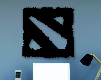 Dota 2 Logo Wall Panel | Gift for Gamers | Wood Art Home Decoration | 3D Geometric Minimalist Symbol Wall Hanging | Decor for Game Room Sign