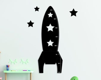 Puzzle Growth Chart for Kids (cm) Wooden Height Chart Ruler | Space Theme Nursery Wall Decor | Rocket and Stars | Christmas Gift | Baby Room