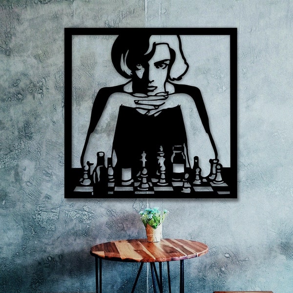 The Queen's Gambit Anya Taylor Joy | TV Series Wood Decor | Chess Pieces Wall Art | Game Room Design | Chess Board Wall Sign | Gift For Him