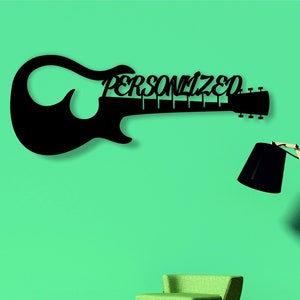 Custom Electric Guitar Sign | Personalized Instrument Decoration | Wooden Wall Art | Minimalist Gift for Musician