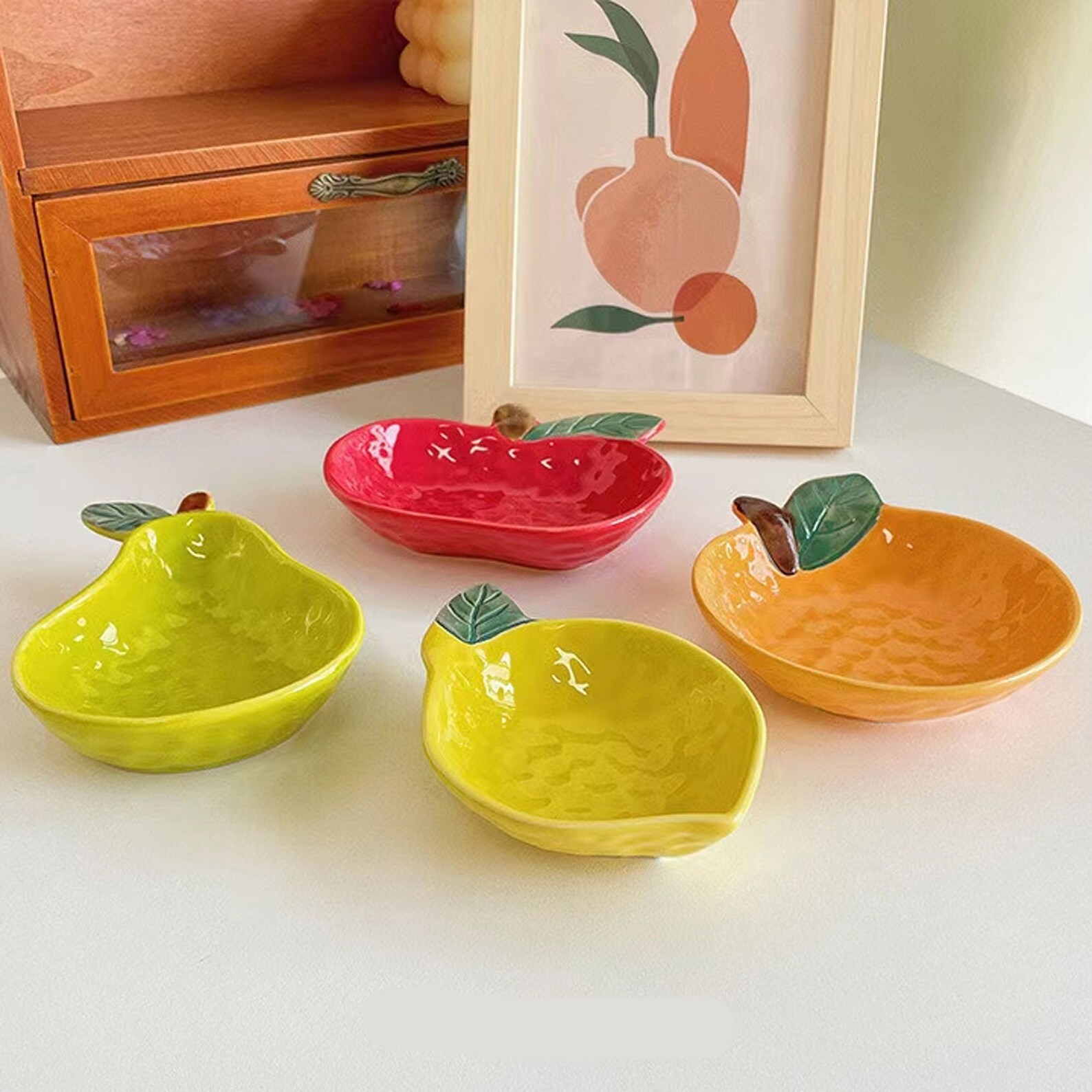 4 Pieces Cute Ceramic Fruit Bowls Set Ceramic Dish Salad Bowl Etsy