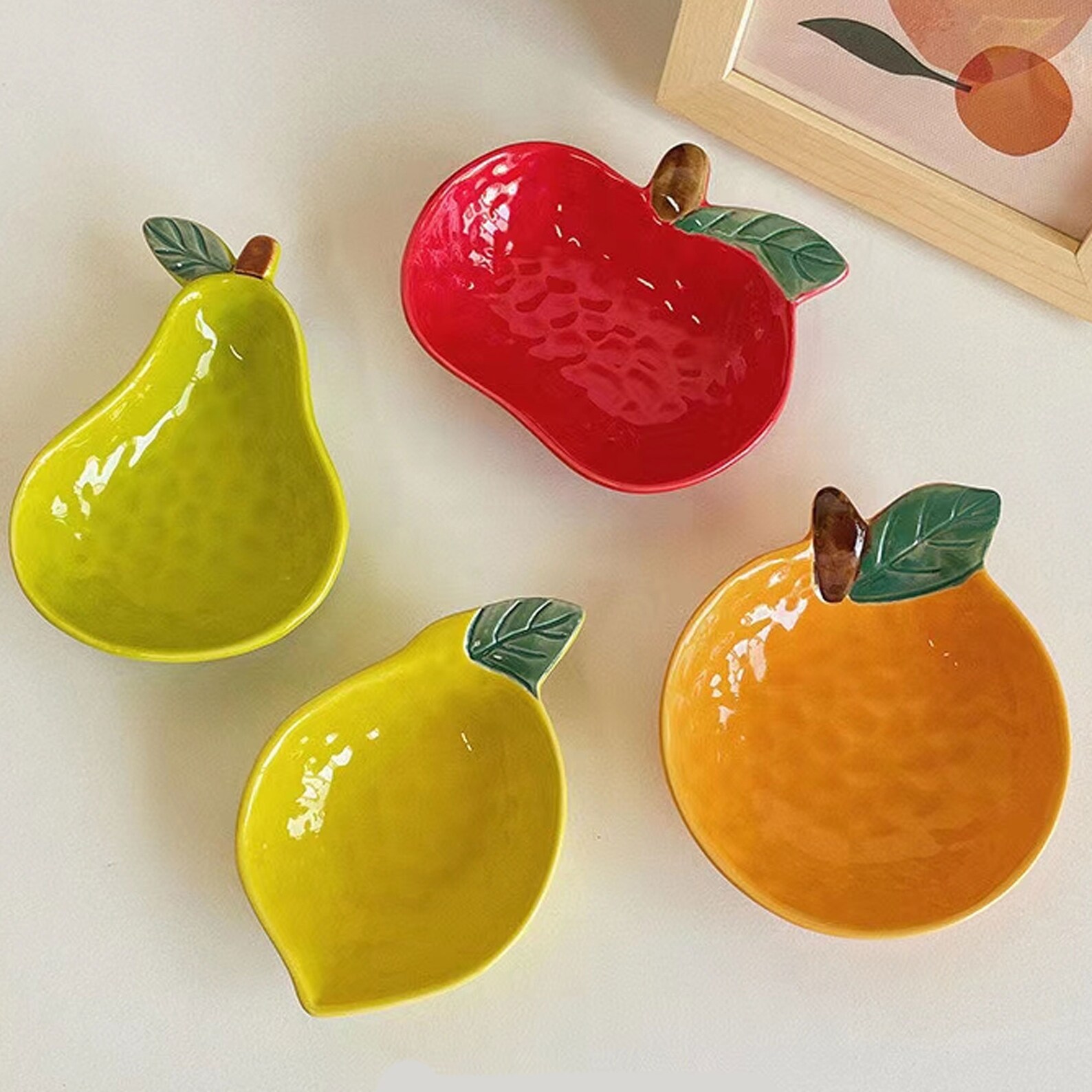 4 Pieces Cute Ceramic Fruit Bowls Set Ceramic Dish Salad Bowl Etsy