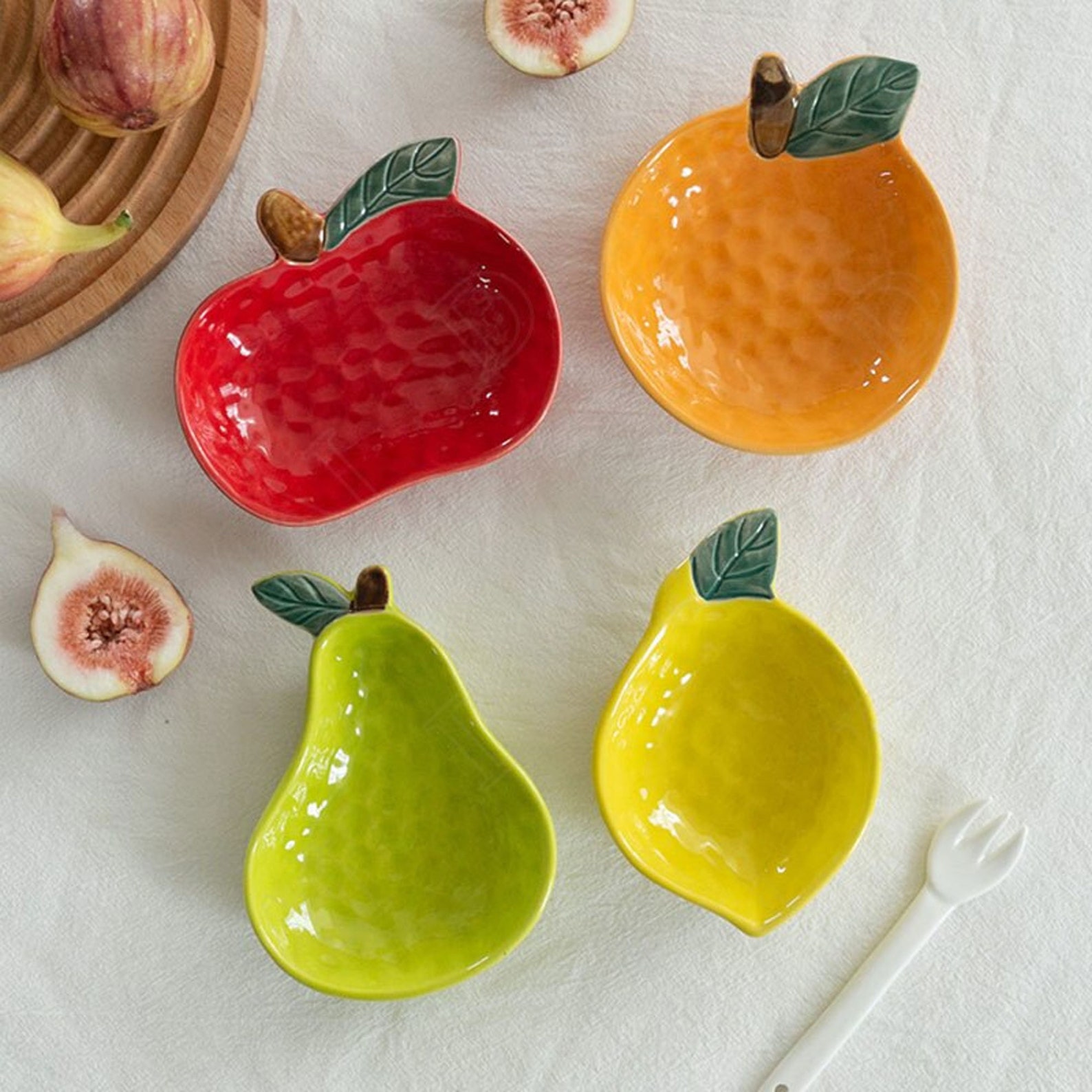 4 Pieces Cute Ceramic Fruit Bowls Set Ceramic Dish Salad Bowl Etsy