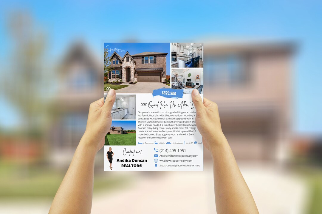 Real Estate Listing Flyer - Editable Canva Templates, Canva Real Estate ...