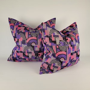 Sparkly Silver, Pink, Purple, Black Geometric Pillows 20"