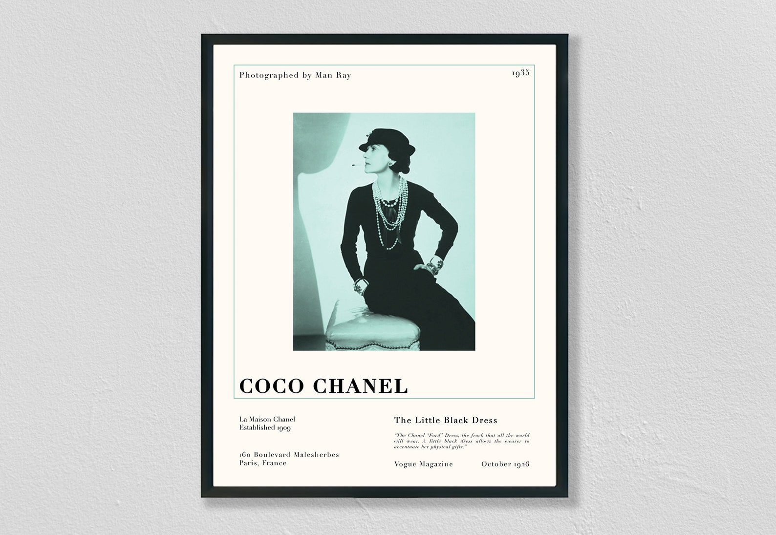Coco Chanel / Little Black Dress / Vintage Retro Art Print, Minimalist ...