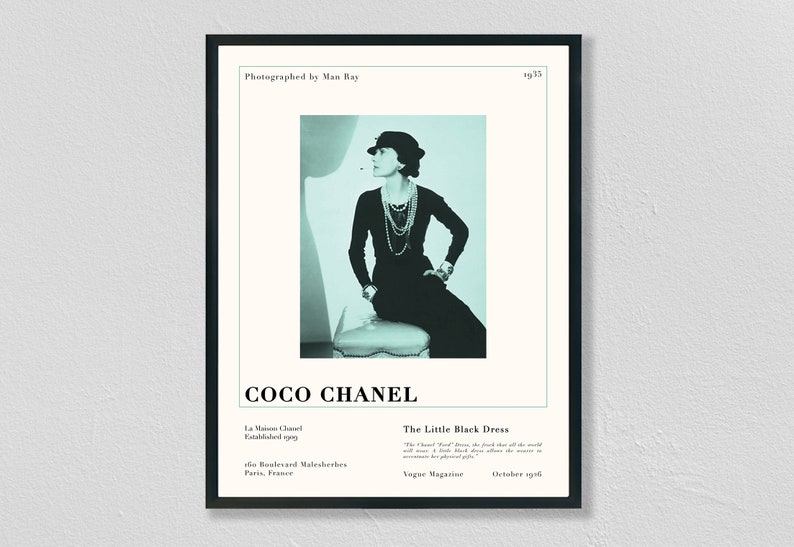 Coco Chanel / Little Black Dress / Vintage Retro Art Print, Minimalist ...