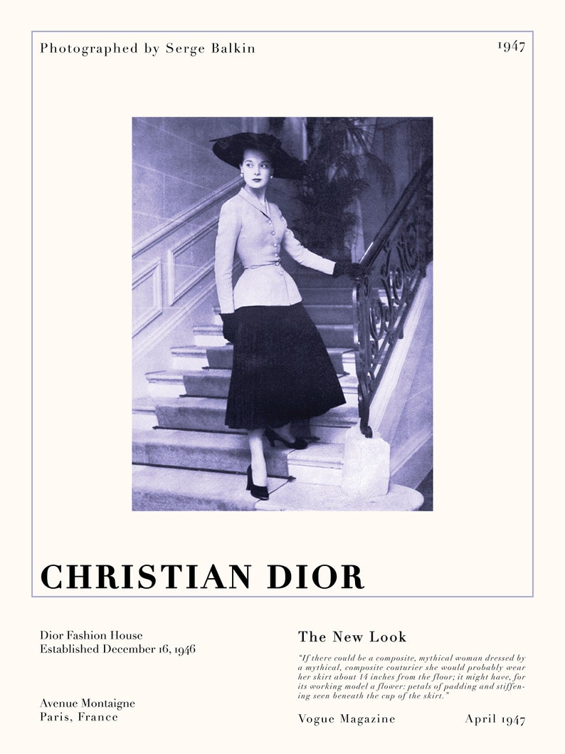 Christian Dior / The New Look / Vintage Retro Art Print Etsy