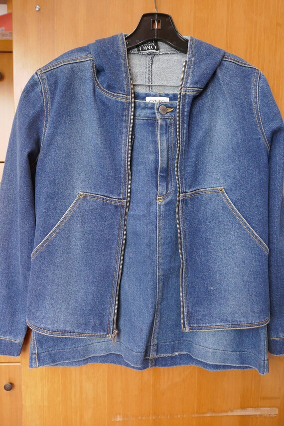 OMO Norma Kamali 2 piece jean hooded jacket and sk