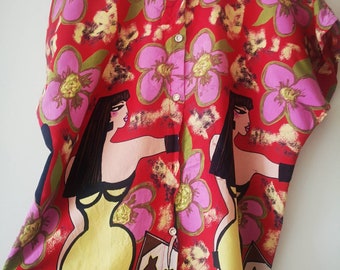 Amazing Vintage 80's abstract print Top