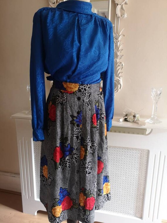 Graphic floral print 1980s Vintage skirt
