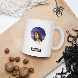 3 different Killing Eve Inspired Mug designs 11oz and 15oz seasons 1 2 3 Eve, Eve Polastri mugs, Killing Eve mugs, three diferent designs