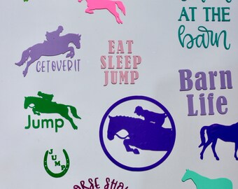 Hunter, Jumper, Eventing Decals, Stickers, car, cup, laptop, horse gifts, equestrian