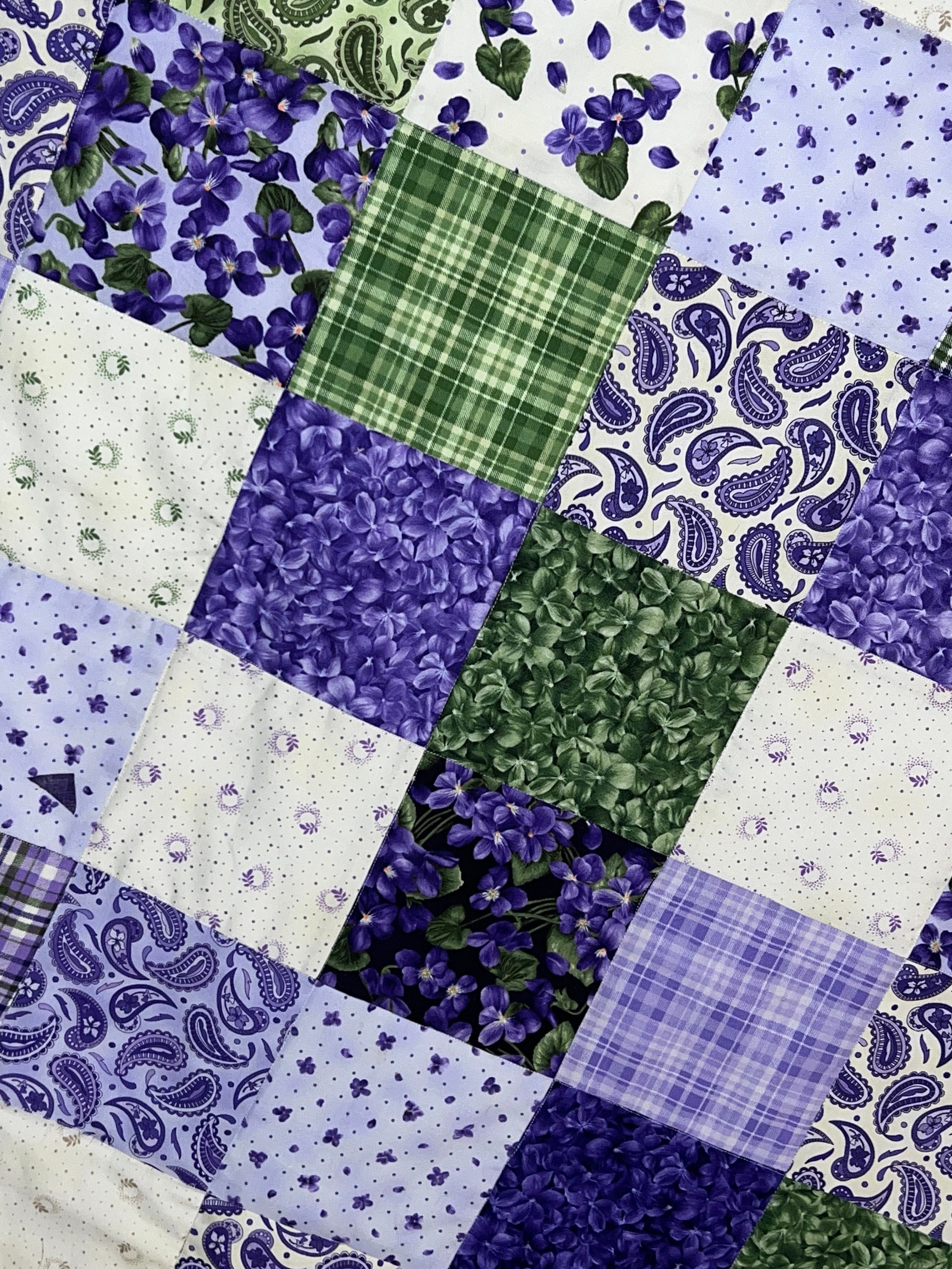 Purple Viola Patchwork Quilt Throw Blanket Etsy