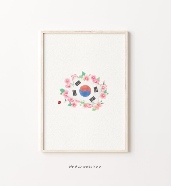 Korean Flag Korean Flag Printable Korean Flag Art Taegeukgi - Etsy