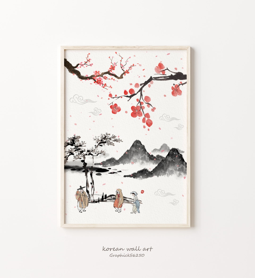 Korean Wall Decor Prints, Korean Wall Art, Korean Art Print, Korean Art