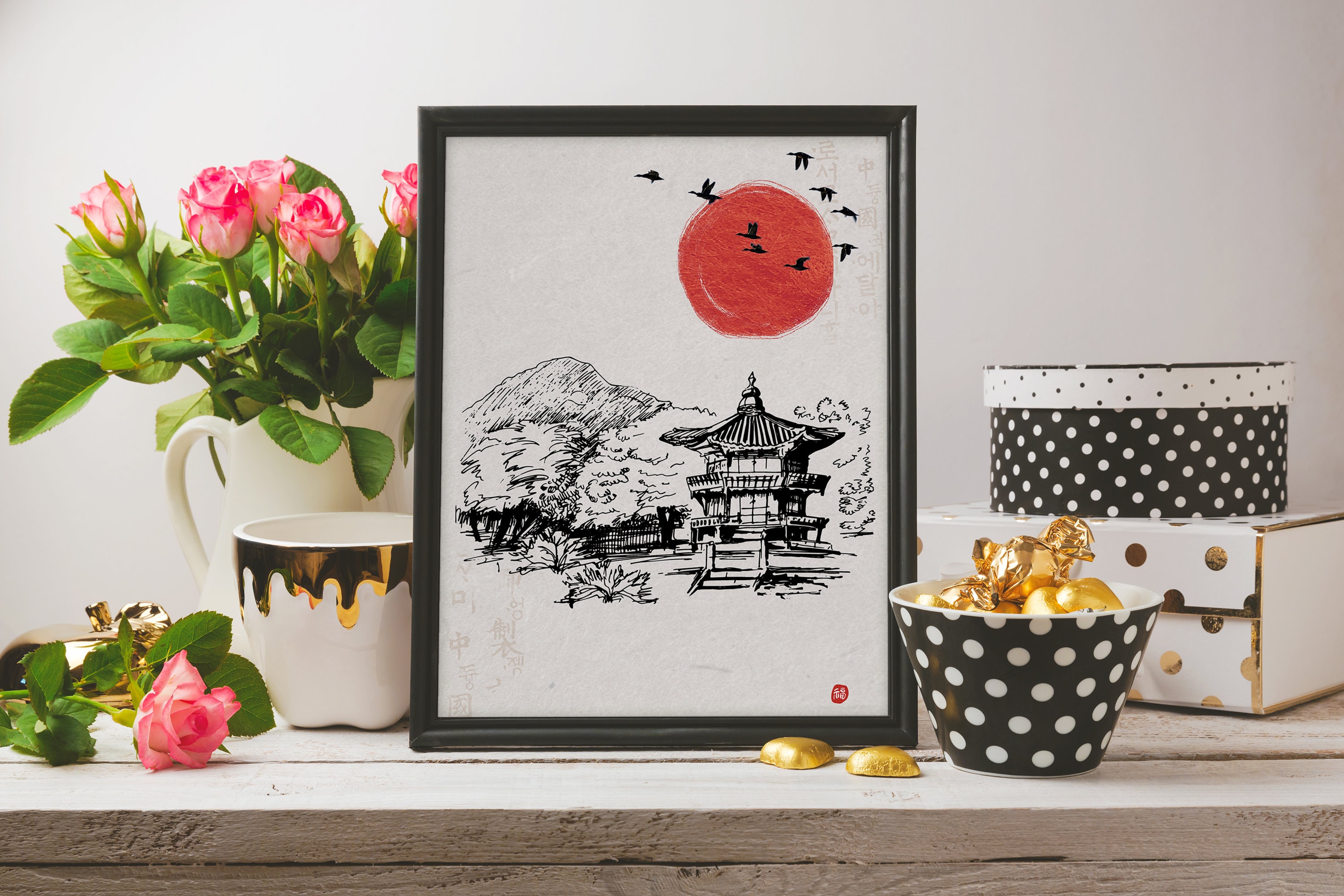 Korean art print Korean wall art decor Korean painting | Etsy