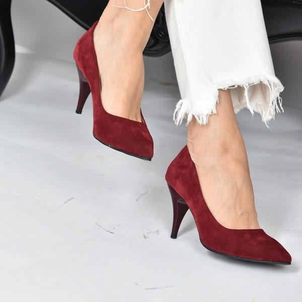 Burgundy Women's Heeled Shoes