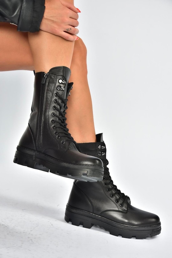 Black Tactical Boot - Rugged Lace-Up Style s-l400.jpg main image 3