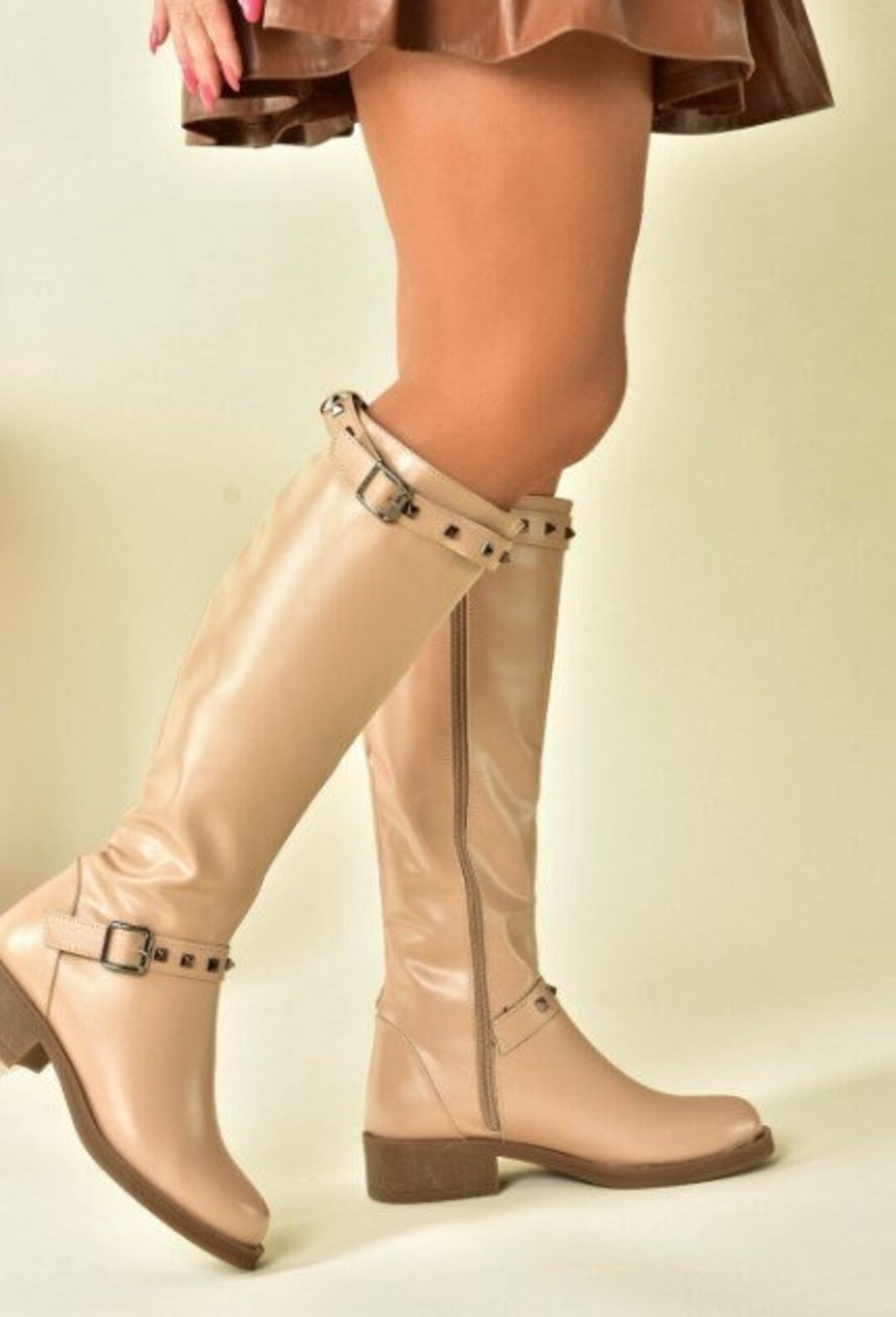 faux leather boots womens