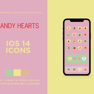 600+ Candy Hearts Designer Aesthetic iPhone App Icons, Widgets, + 5 Wallpapers