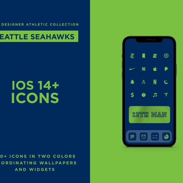 300+ Seattle Seahawks Designer Aesthetic iPhone App Icons, Widgets + 4 Wallpapers