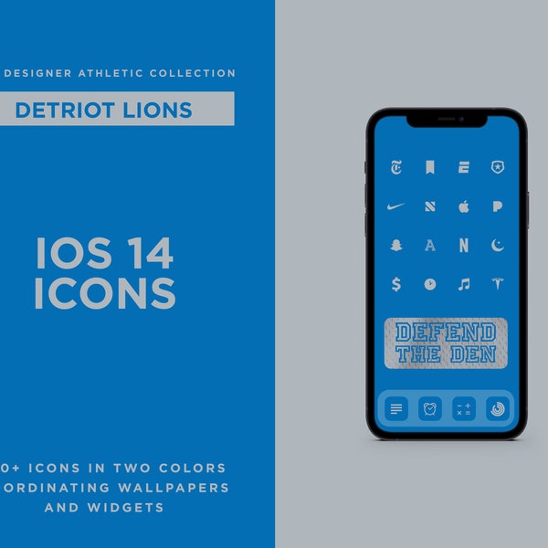 300+ Detroit Lions Designer Aesthetic iPhone App Icons, Widgets + 4 Wallpapers