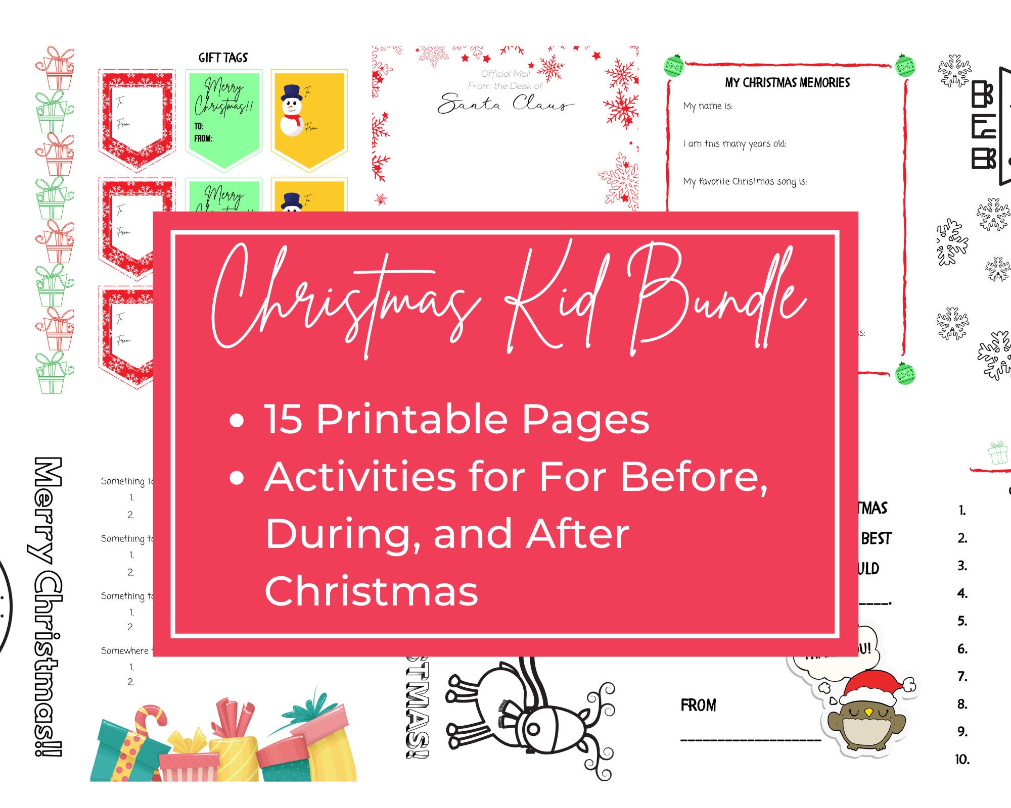 Christmas Activity Sheets for Kids Christmas List Christmas Etsy