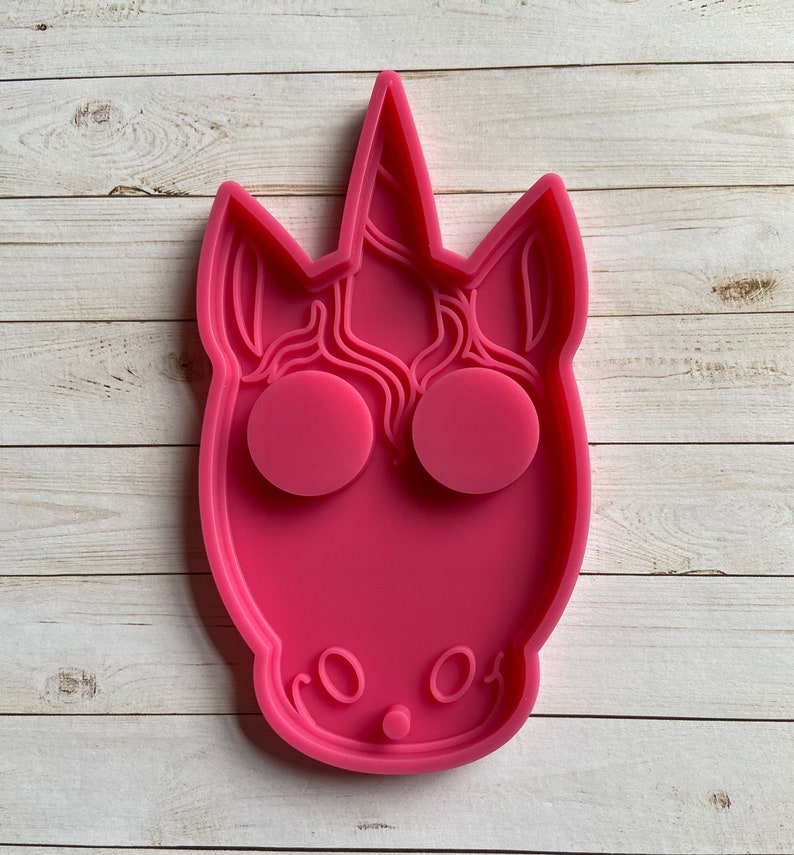 LARGE DEFENSE UNICORN Shiny Pink Silicone Resin Epoxy Mold Keychain Key Chain 