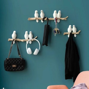 Lovely Wall Hook Rack, Modern White Birds Coat Hangers, Cute Home and Nursery Decor, Wall Decoration