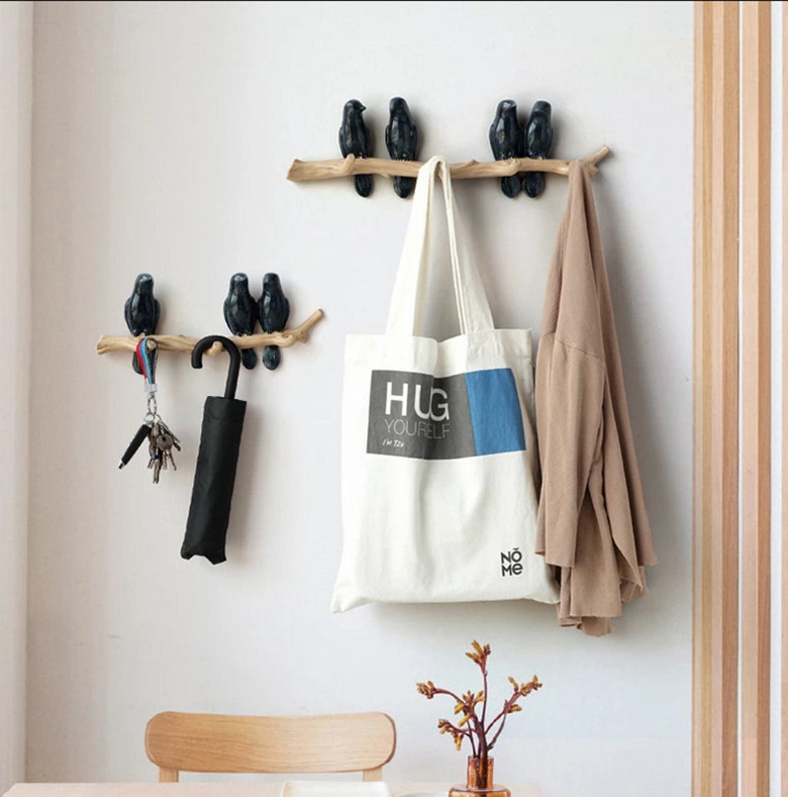 Curated visual reference: Gallery Detail: Lovely Wall Hook Rack Modern White Birds Coat Hangers Cute