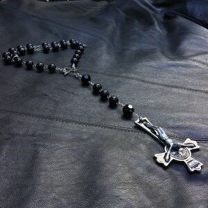 Chunky Rosary with Inverted Cross (choice between Red or Black)