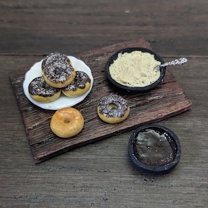 1:12 scale miniature food, donut cooking set, dollhouse kitchen accessories