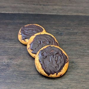 Set of 3 chocolate frosted cookies, for 18 inch of 1/3 scale doll, doll food, sweets, cookies for dollhouse