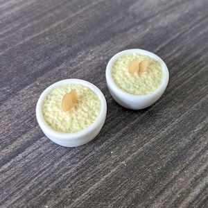1:12 scale miniature food, meal set of 2, oatmeal with apple, dollhouse kitchen accessories