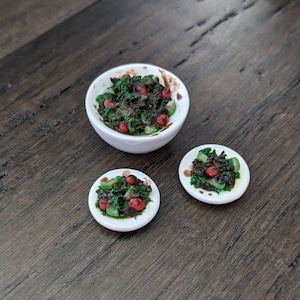 1:12 scale miniature food, salad set, dollhouse kitchen accessories