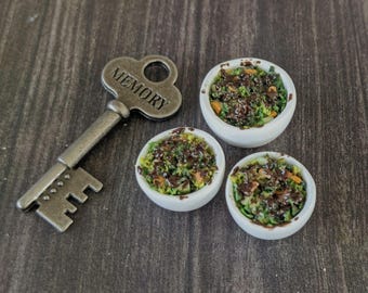 1:12 scale miniature food, salad set, dollhouse kitchen accessories