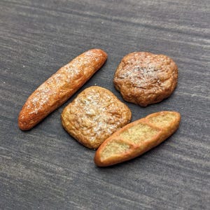 1:12 scale miniature food, bakery bread set, dollhouse kitchen accessories