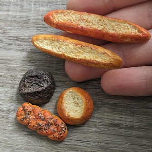1:12 scale miniature food, bakery bread set, dollhouse realistic accessories