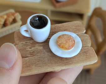 1:12 scale miniature food, coffee and pastry set, dollhouse kitchen accessories