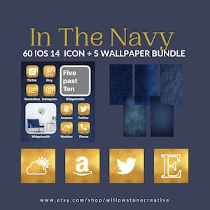 NAVY & GOLD AESTHETIC {66 Icons + 5 Wallpaper Bundle}  ios14