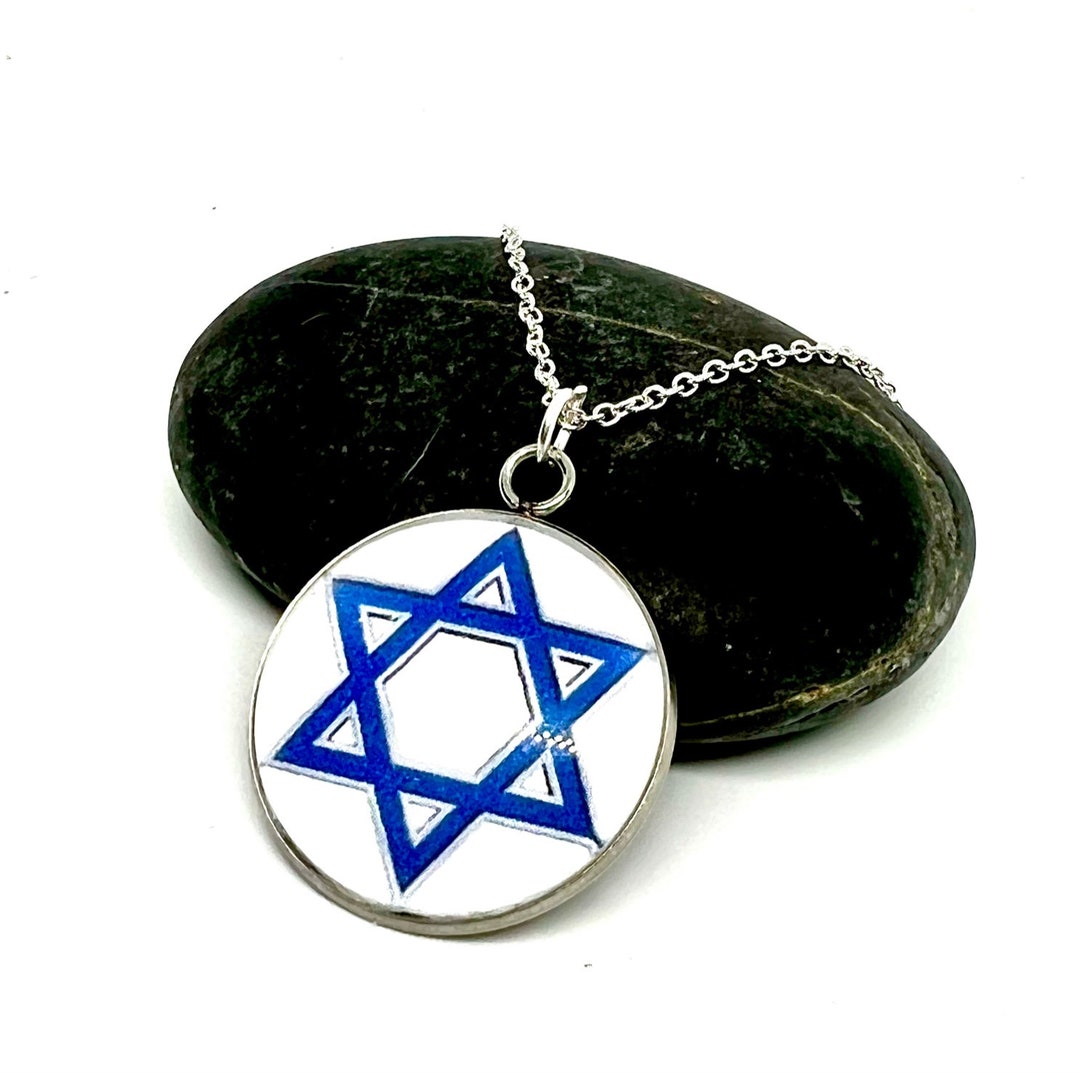 Israeli Star Chain Stand With Israel Jewish Star Pendant Necklace, Israel Flag, Star of ...