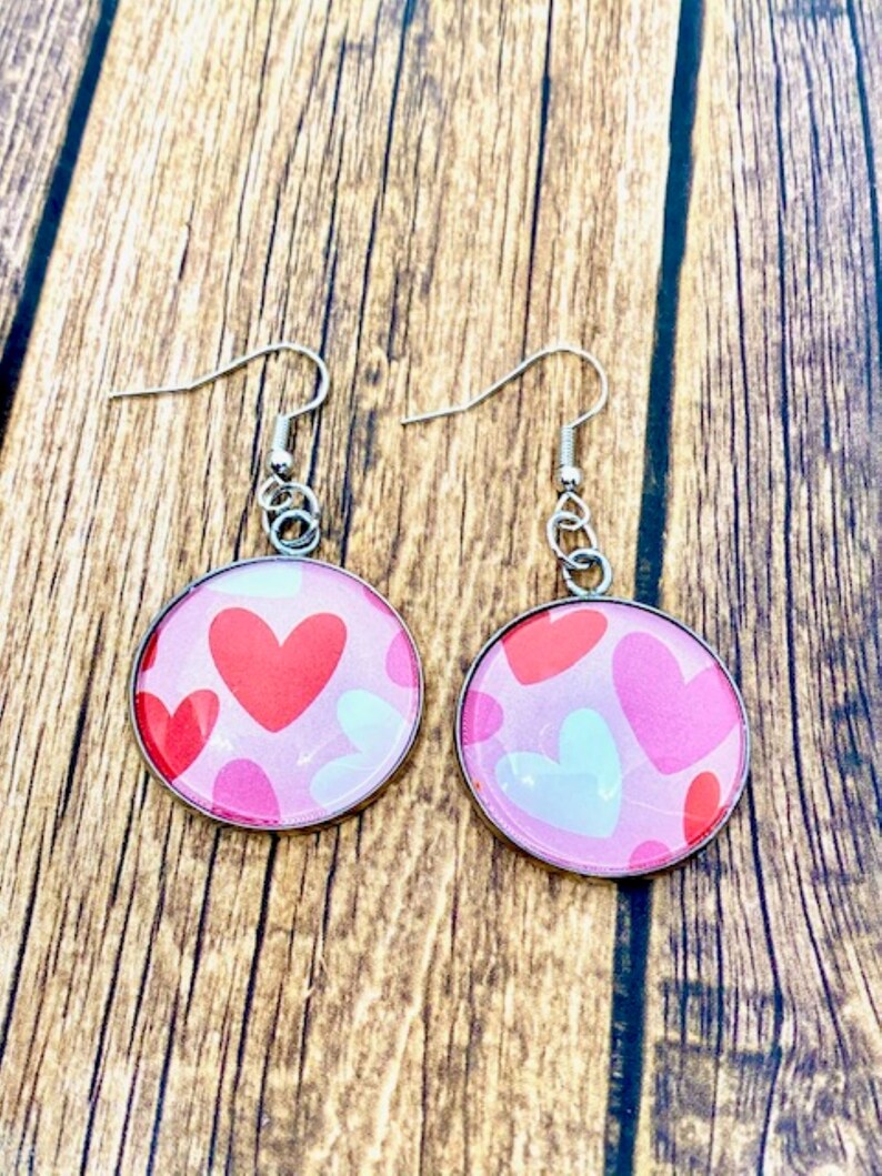 heart earrings heart jewelry Heart dangle earrings hearts