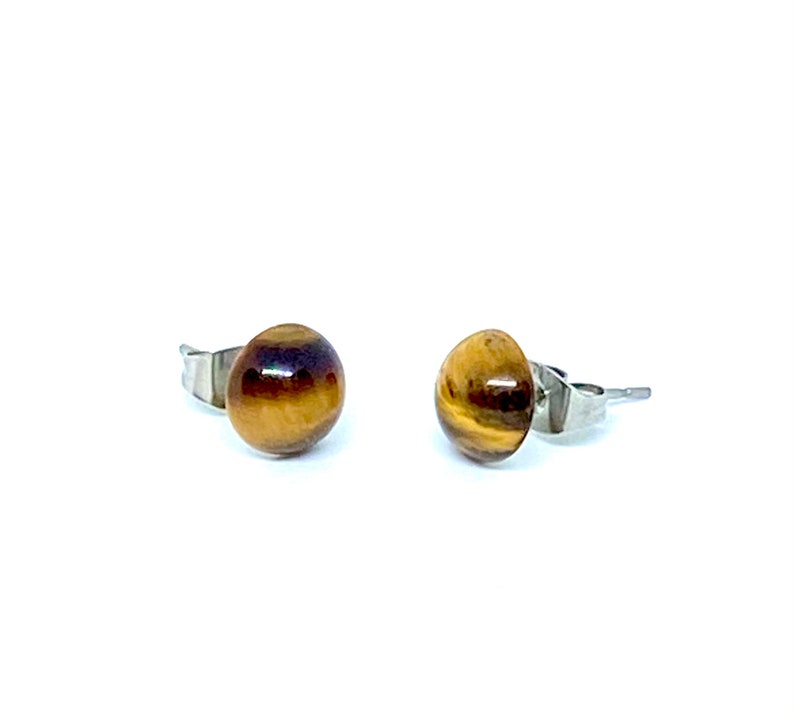 Natural Stone Tigers Eye Studs Natural Tigers Eye Stretch Bracelet and Matching Stud Earrings Tigers Eye Bracelet Gemstone Jewelry