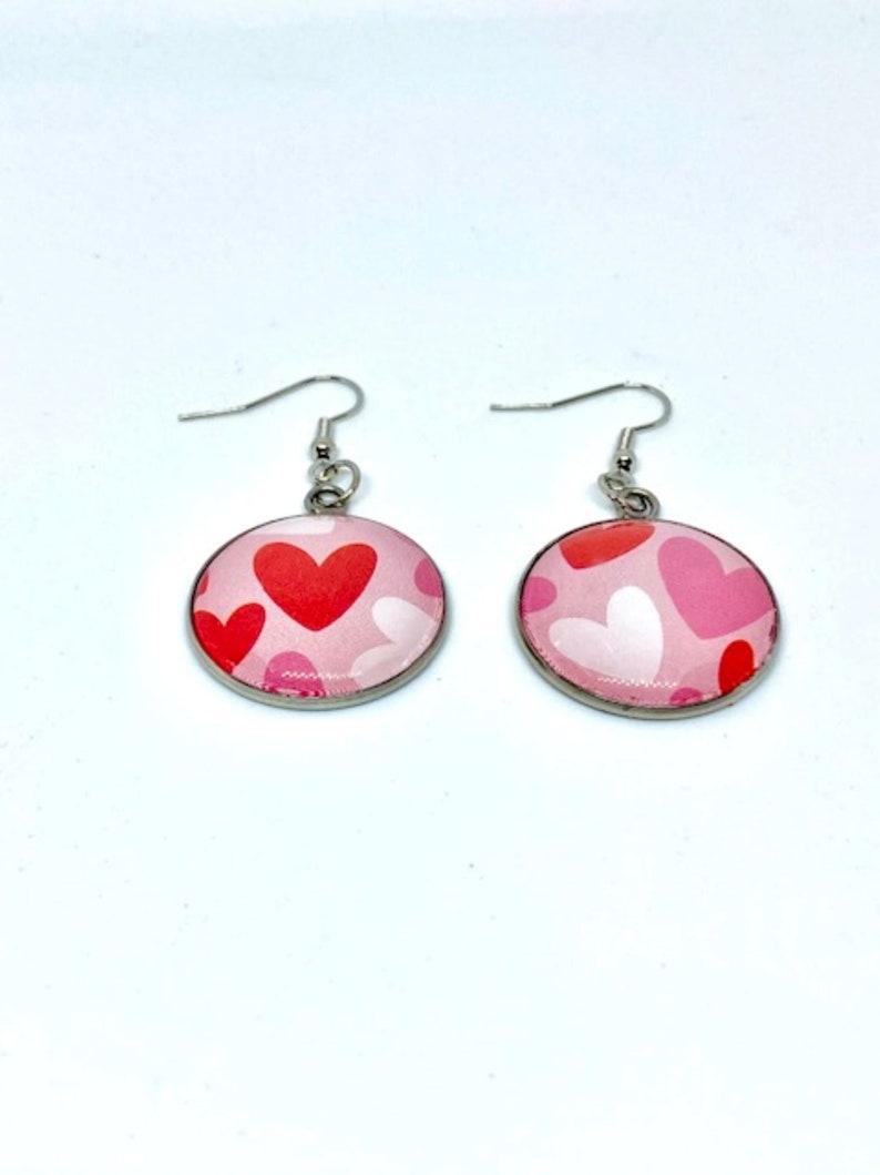 heart earrings heart jewelry Heart dangle earrings hearts