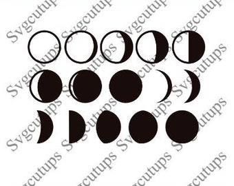 Moon phases svg, Lunar Phases svg, Cut file, Moon Svg, Moon Phase ClipArt, Moon Phase Cut file, Moon Phases Dxf
